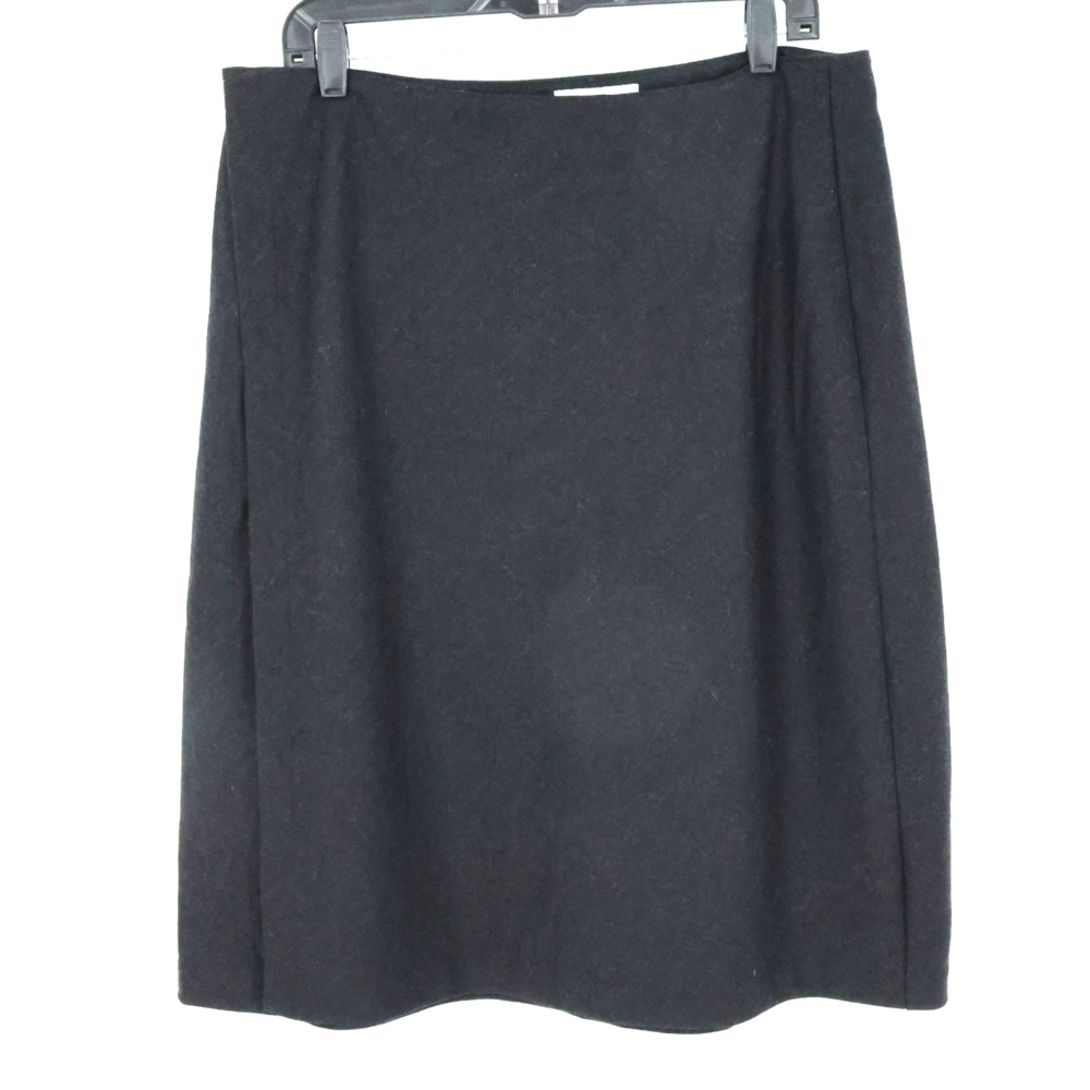 Gap Skirt Womens 14 Gray Black Wool Wrap A-line Unlined Knee Length Y2K Vintage